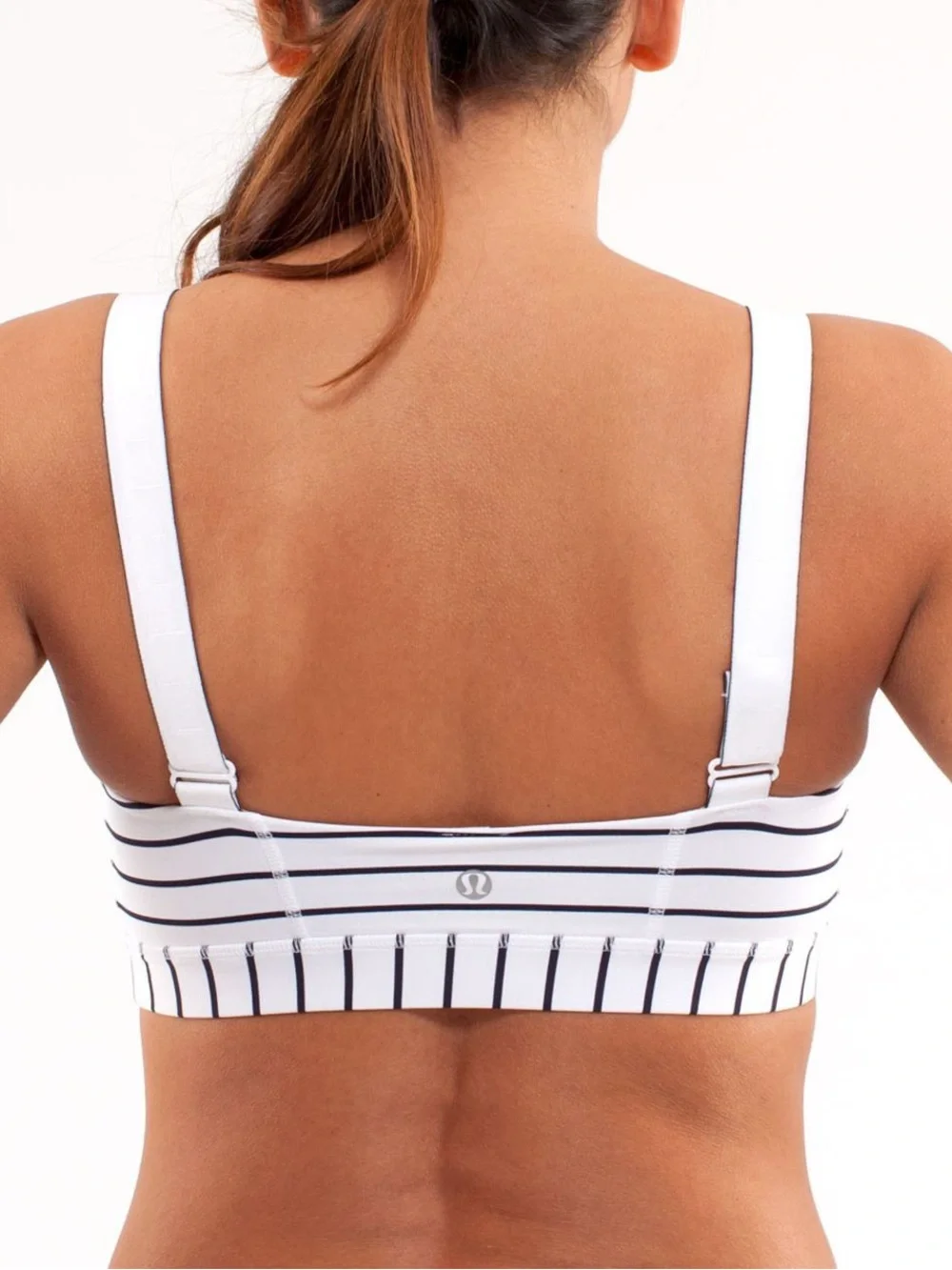 LULULEMON ADJUST ME BRA QUIET STRIPE WHITE DEEP INIGO WOMEN’S 4